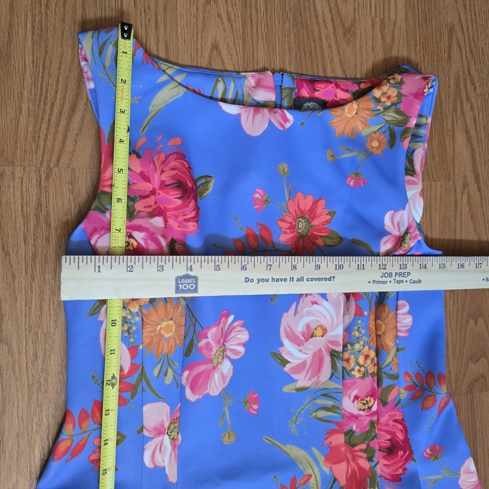 Vince Camuto Floral Dress Women Sz 14 Scuba Knit Zip Pockets Garden Fairy Forest - Picture 10 of 12